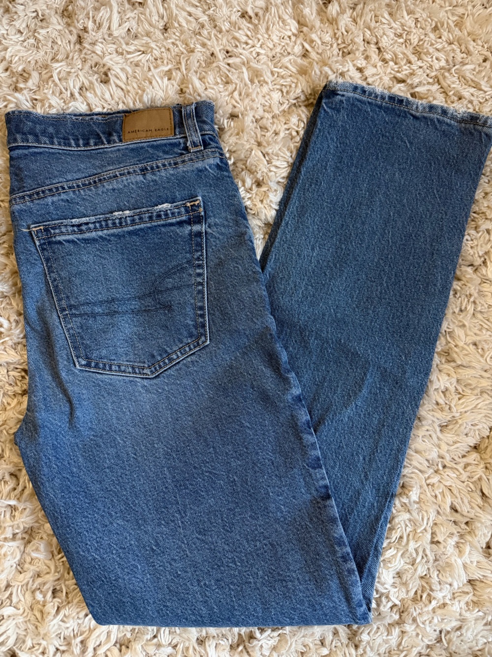 American Eagle Super High Rise Straight Jeans - Dark Blue - Size 6L